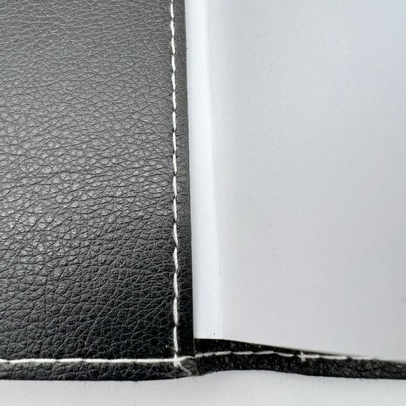 Journal 9x6 Black V Initial Button Closure Refillable Red Accents - Picture 7 of 10